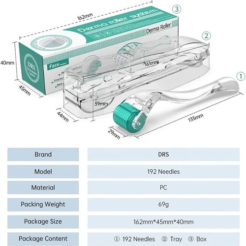 2.0 Drs 192 Saç Büyüme Derma Rulo 192 Iğneler Titanyum Mikroiğne Tıbbi Sınıf Dermaroller Cilt Bakımı Yüz Iğneleri